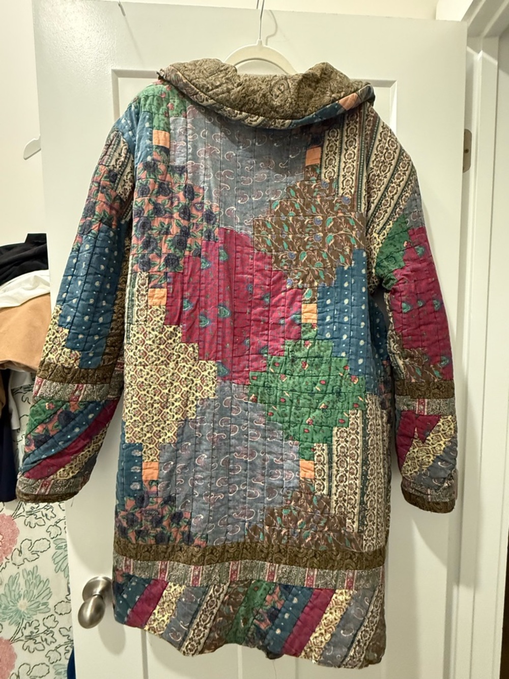 Bohemian Patchwork Quilted Reversible Long Coat in Multicolor - Picture 2 of 6